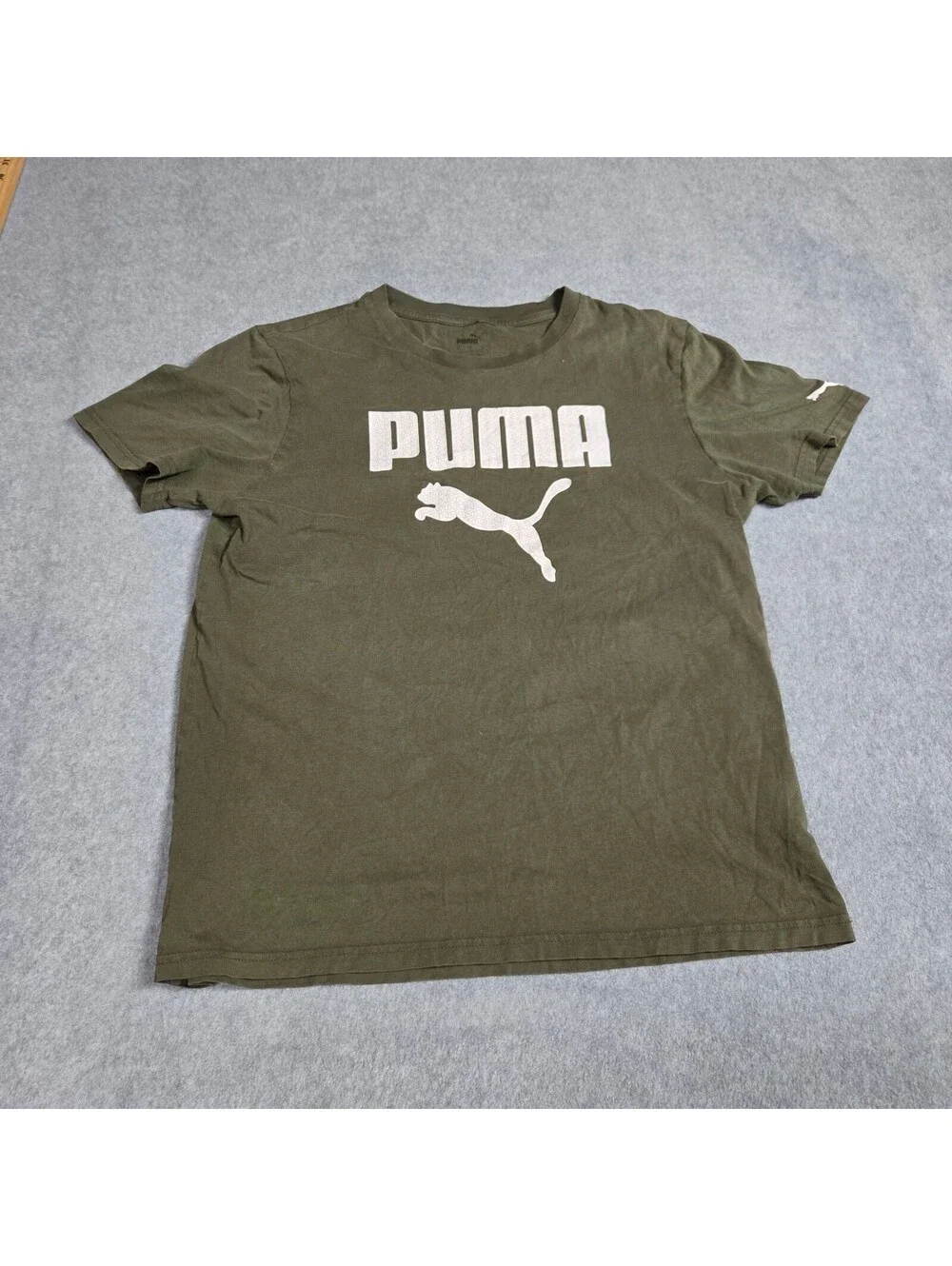 Puma Men's Essential Logo T-Shirt (M) - Olive Green - READ DESC - Small Snag